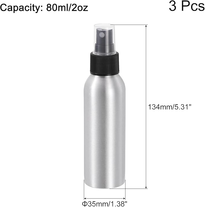 3-12 Pcs 120ml/4oz Aluminium Spray Bottle with Black Fine Mist Sprayer, Empty Refillable Container Travel Bottle for Kitchen Bathroom or Plants Water Sprayer - OneBag
