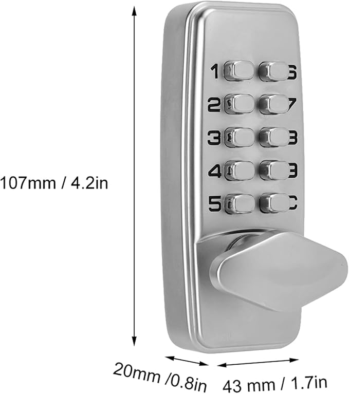 Yctze Digit Code Lock for Door Mechanical Code, Lock Security Coded, Lock Password, Lock Door, 2-4 Digits Heavy Duty Indoor Outdoor Keyless for Gate Cabinet Commercial Use with Digital Keypad - OneBag