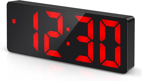 Red Digital Alarm Clock, Alarm Clocks Bedside with Large LED Temperature Display, USB/Battery Powered Digital Clock