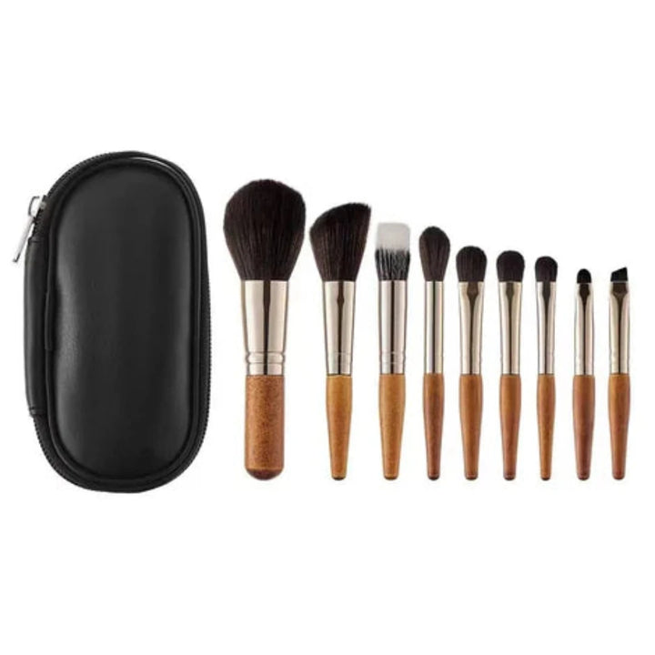 9 Pcs Portable Travel Make Up Brush, Mini Sized Foundation Cosmetic Brushes Kit, Makeup Brushes Set - OneBag