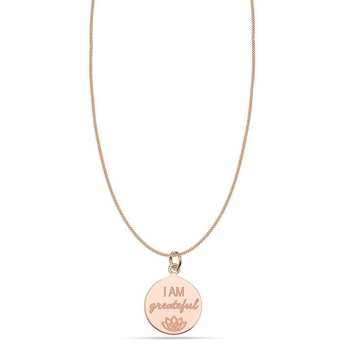 925 Sterling Silver I Am Grateful Rose Gold Necklace Pendant Jewellery for Teen Women - OneBag