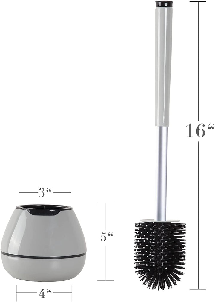 Silicone Toilet Brush and Holder Set with Long Non-Slip Handle for Bathroom, Wall Mounted & Floor Type - OneBag