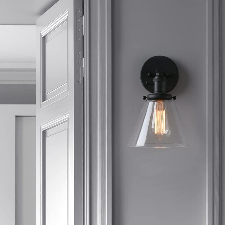 Industrial Wall Light Fixtures, Handmade Vintage Wall Sconces with Globe, Glass Shade for Hallway, Vanity - OneBag