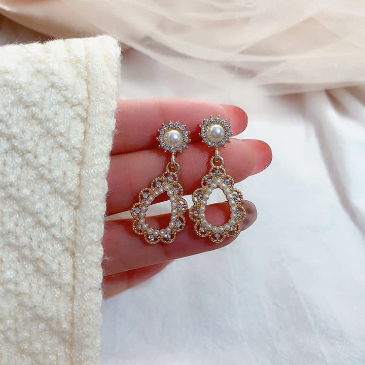 Elegant Gold Plated Copper Teardrop Drangle Earrings, Women Fashion - OneBag