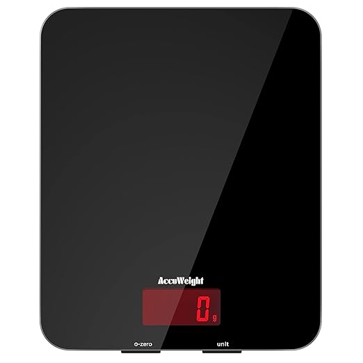 ACCUWEIGHT Used 201 Digital Kitchen Scales with Tempered Glass Platform, Electronic Weighing Food Scale with Backlit LCD Display Multifunctional - OneBag