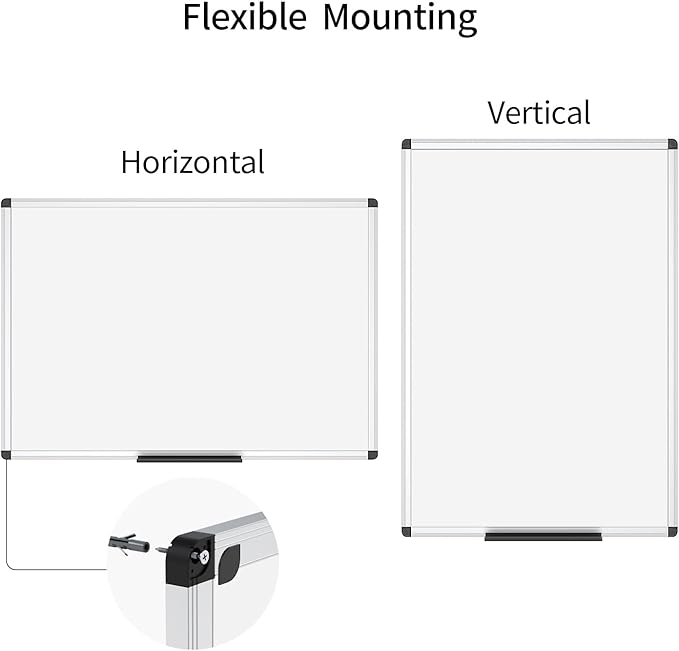 VIZ-PRO  60 x 45 cm Silver Aluminium Frame Magnetic Dry Erase Board - OneBag