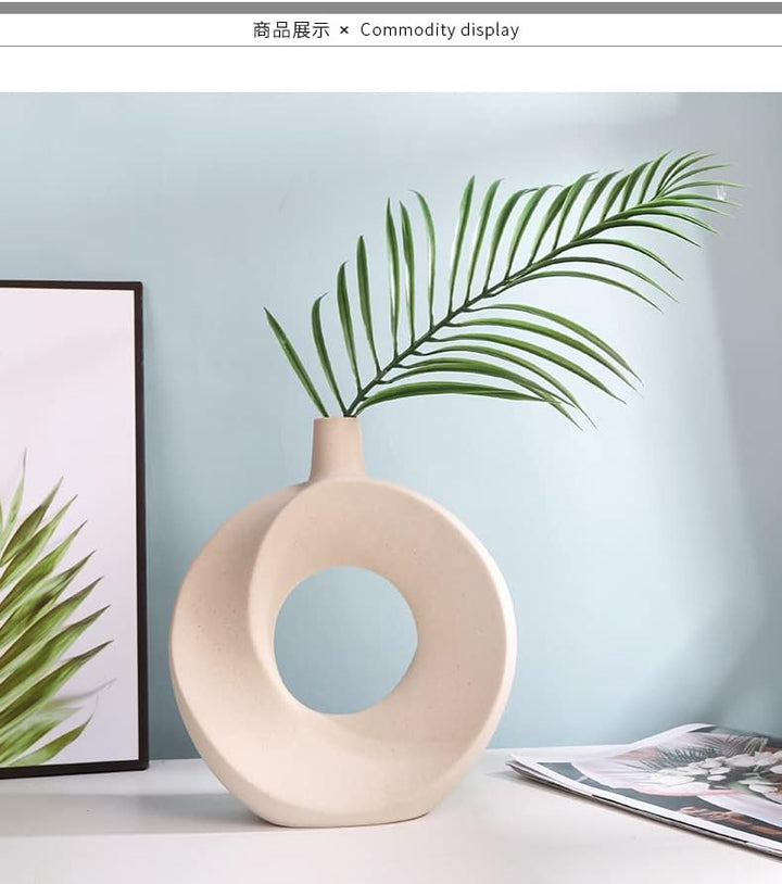 Ceramic Round Matte Pampas Flower Vase for Modern Minimalist Home Decor - OneBag