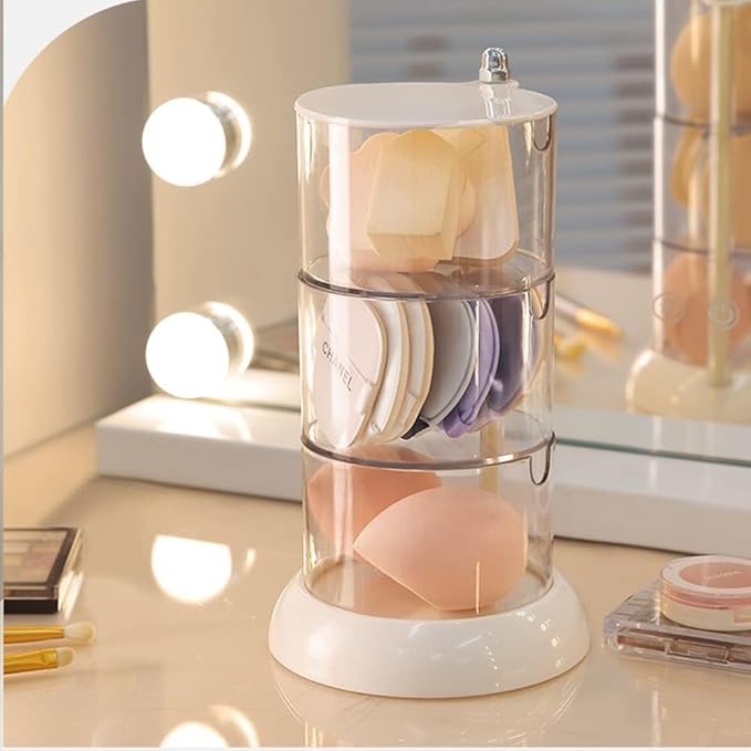 3-Layers Jewelry Organiser, 360 Degree Rotating Jewelry Box, Small Portable Accessory Storage Roll - OneBag