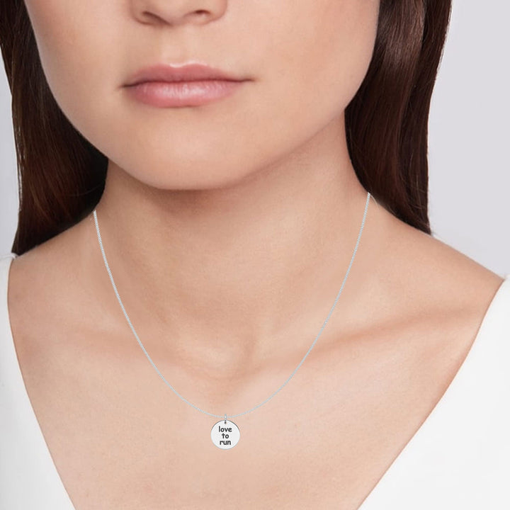 925 Sterling Silver Love to run Quote Silver Charms Necklace Pendant Jewellery for Teen Women - OneBag
