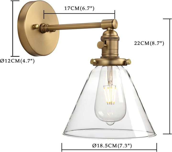 Industrial Wall Light Fixtures, Handmade Vintage Wall Sconces with Globe, Glass Shade for Hallway, Vanity - OneBag