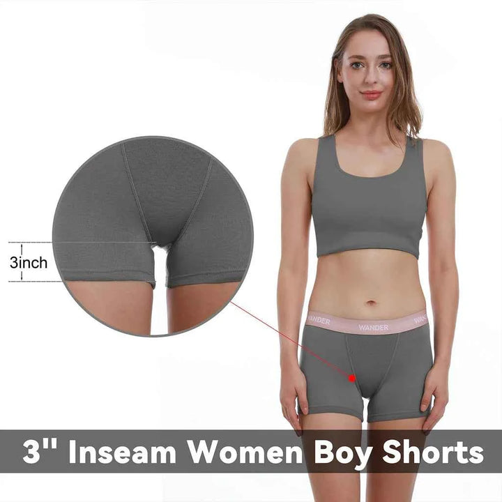 2 Pcs Grey Women's Boxer Underwear, Women's Boyshort Panties