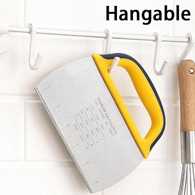 Stainless Steel Metal Griddle Bench Scraper with Plastic Handle, Dough Cutter with Food Grade, Stainless Steel Blade and Soft TPR Handle Plastic Pastry Cutter - OneBag