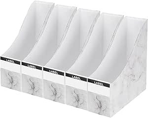 6 Pcs Magazine File Holder, Cardboard Magazine Holder, Desk File Organizer, Book and Paper Holder with Label Stickers - OneBag