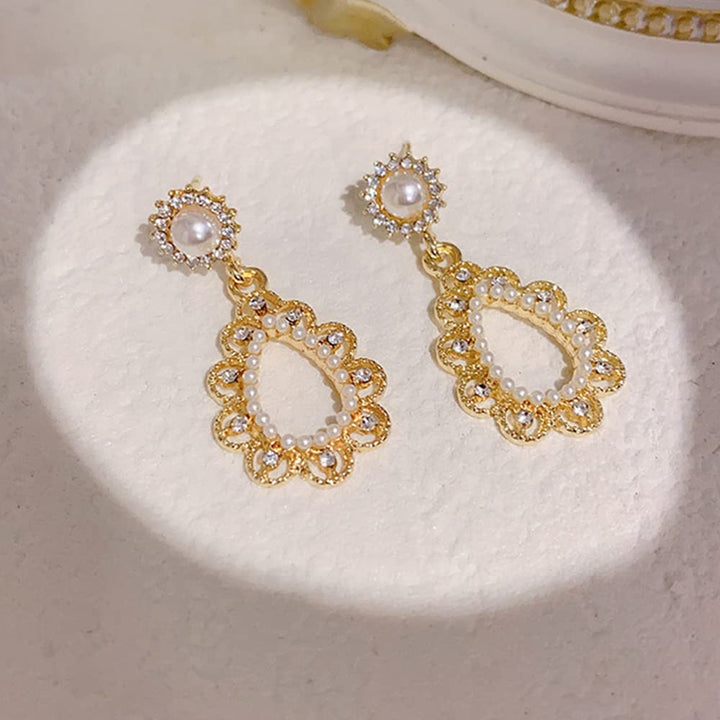 Elegant Gold Plated Copper Teardrop Drangle Earrings, Women Fashion - OneBag