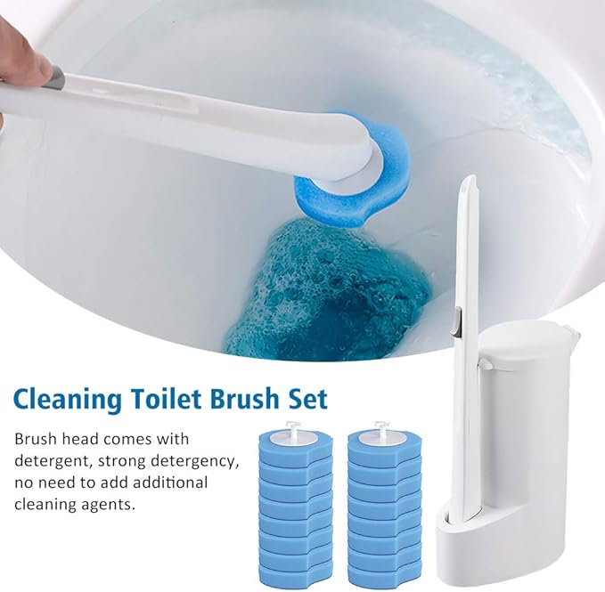 MOVKZACV 8 Pcs Disposable Toilet Brush Replacement Heads,Toilet Brush Disposable Refill Heads,Disposable Replacement Head - OneBag