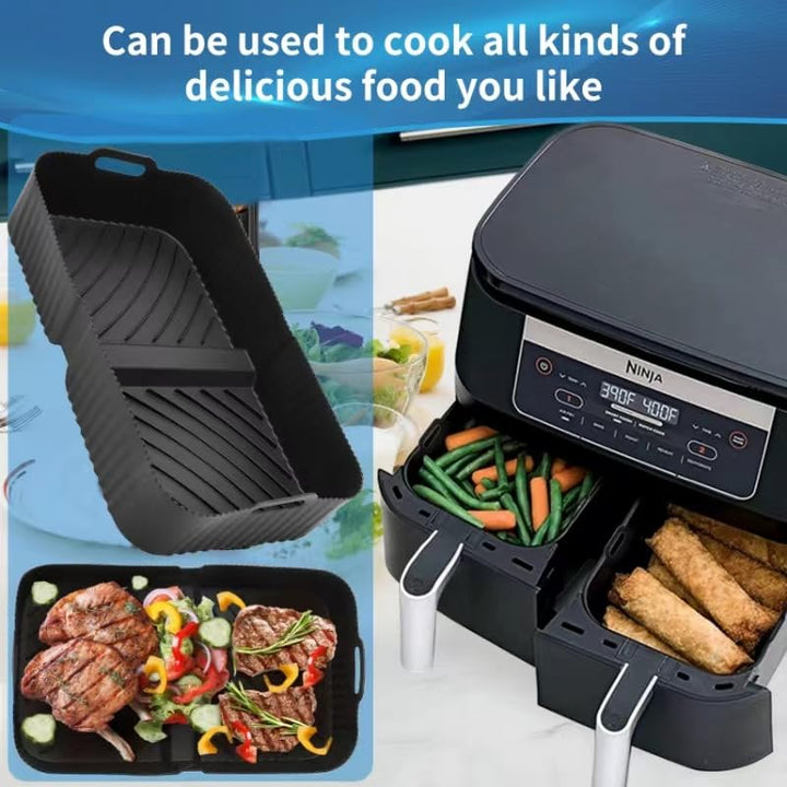 Black Reusable Dual Air Fryer Liner, Airfryer Accessories- L - OneBag