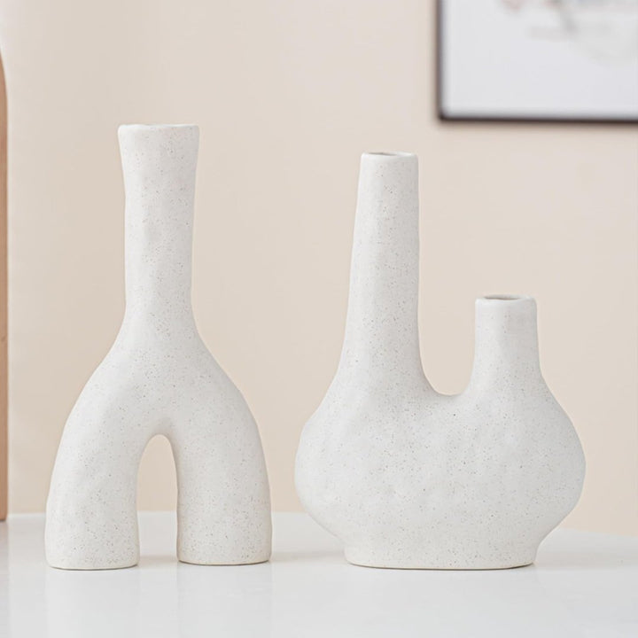 2 Pcs Ceramic Flower Vase, for Modern Boho House, Living Room, Table, Office - OneBag