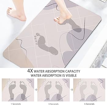 80x 50cm Absorbent and Machine Washable Bathroom Mat, Soft Bath Rug, Kitchen Bathroom Accessory - OneBag