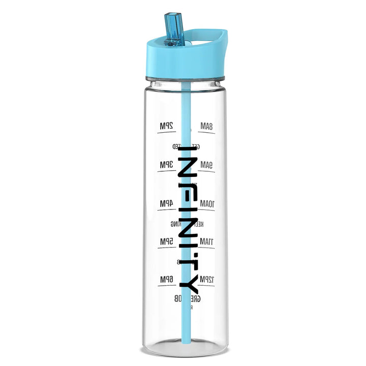 900ml BPA Free Water Bottle with Straw and Motivational Time Markings, for Sports - OneBag