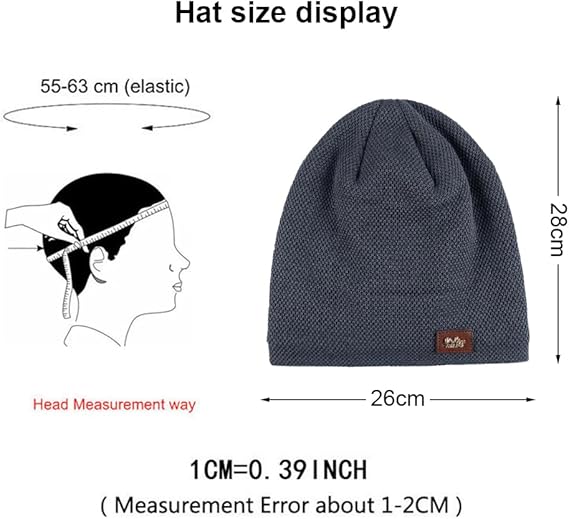 JFAN Beanie for Men and Women Beanie Knitted Winter Chunky Beanie Crochet Hat Grey - OneBag