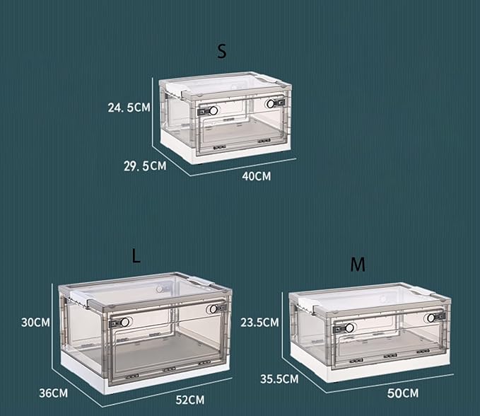 Orange 50x35.5x23.5cm Plastic Storage Box with Lid, Collapsible Storage Box, Foldable Storage Drawers with Wheels Heavy Duty Sturdy - OneBag