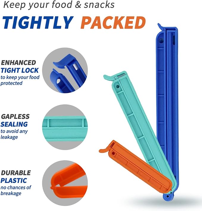 15 Pcs 3 Sizes Food Bags Clips, bag clips for food storage Clips for Home for Sealing Food Snacks Coffeeclips food use for Kitchen Office - OneBag