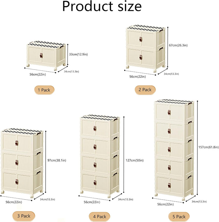 5 Pcs 52Litre Large Plastic Storage Box with Lid, Stackable Collapsible Storage Boxes Open Front - OneBag