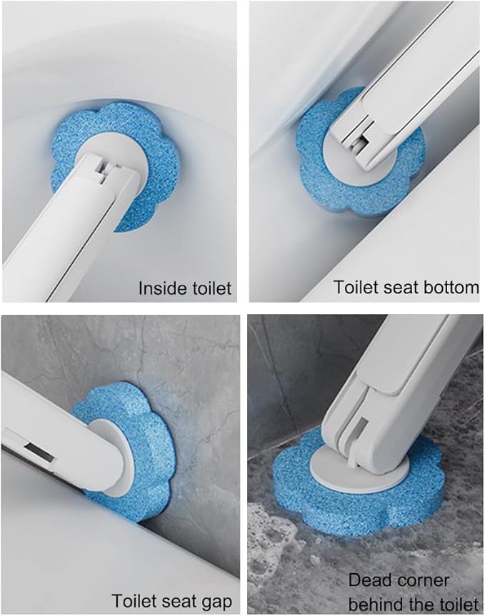 Grey Toilet Cleaner Brush Kit with 6pcs Replacement Heads for Bathroom, Disposable Toilet Brush, Toilet Brush Set Cleaning System with Holder - OneBag