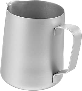 Silver Stainless Steel Latte Art Cup, Milk Frothing Jug with Measurement Mark - OneBag