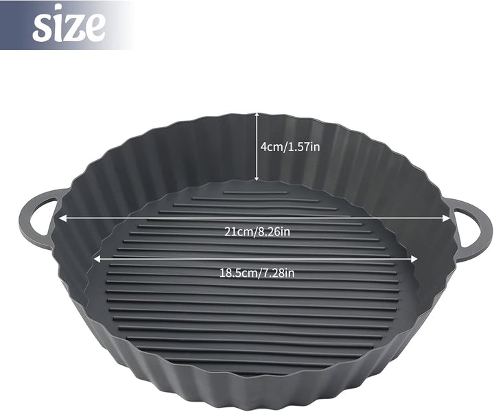 2 Pcs Air Fryer Silicone Liner, Heat-Resistant Round Airfryer Basket Tray for Oven Microwave - OneBag