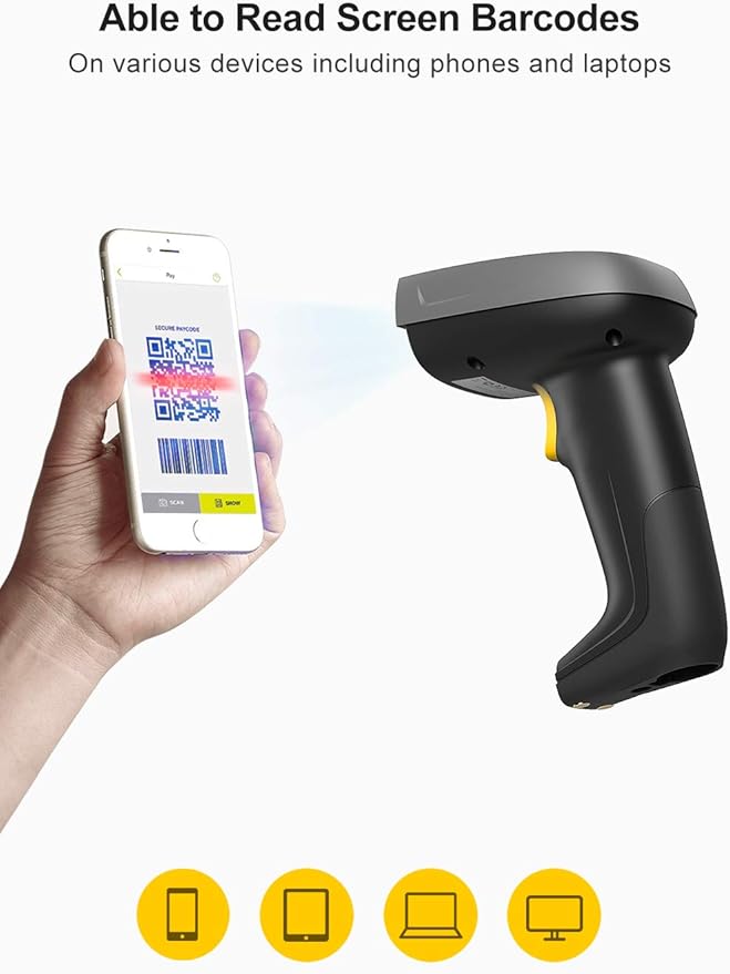 2D Barcode Scanner Wireless, Bluetooth QR Code Scanner, 2D Imager with 2000mAh Battery, Read Screen Barcodes, BCST-52 - OneBag