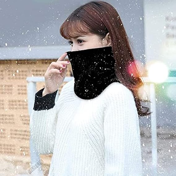 Winter Neck Warmer Knit Scarf, Thicken Circle Scarf, Fleece Lined Infinity Scarves for Outdoor Sports Skating Skiing Hiking Cycling - OneBag
