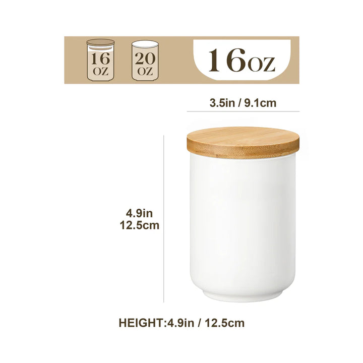 550ml - 2200ml Tea Coffee Flour Sugar Ceramic Kitchen Canister with Bamboo Lid - OneBag