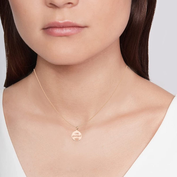 925 Sterling Silver I Am Grateful Rose Gold Necklace Pendant Jewellery for Teen Women - OneBag