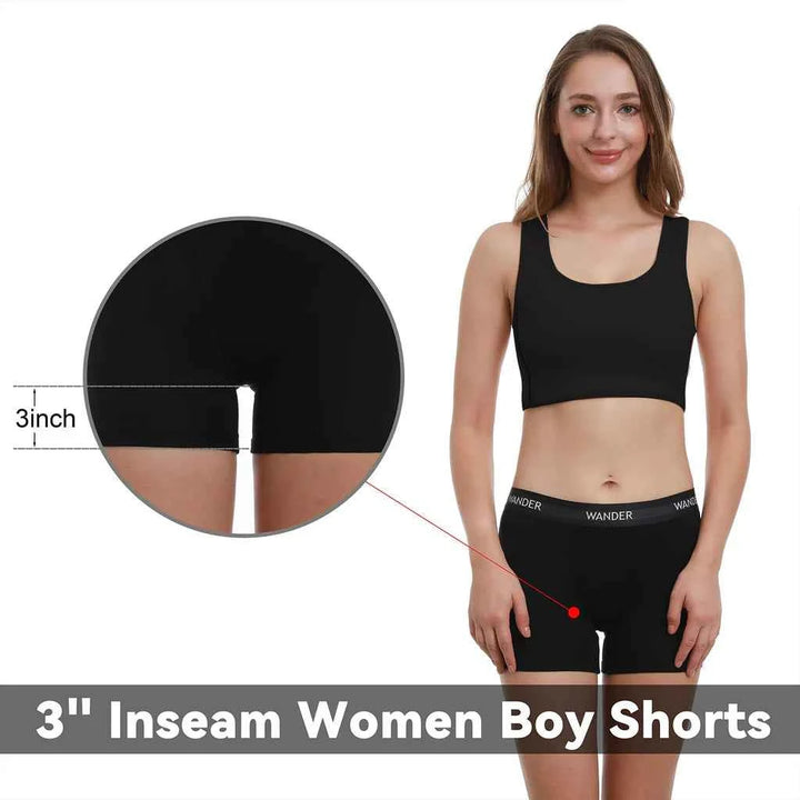 2 Pcs Black Women's Boxer Underwear, Women's Boyshort Panties