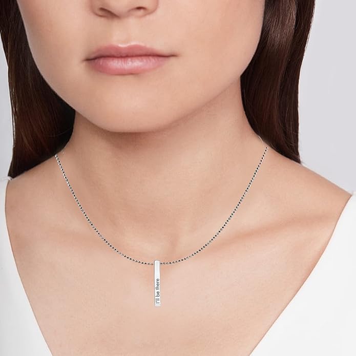 925 Sterling Silver I'll be There Silver 3D Dimensional Bar Charms Necklace Pendant Jewellery for Teen Women - OneBag