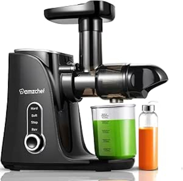 AMZCHEF Black Cold Press Juicer with 2 Speed Control, High Juice Yield Juicer Machines with Ultradense Filter- 310 - OneBag