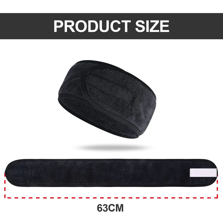 6 Pcs Adjustable Stretch Towel With Magic Tape black, spa headband, make up hair bands - OneBag