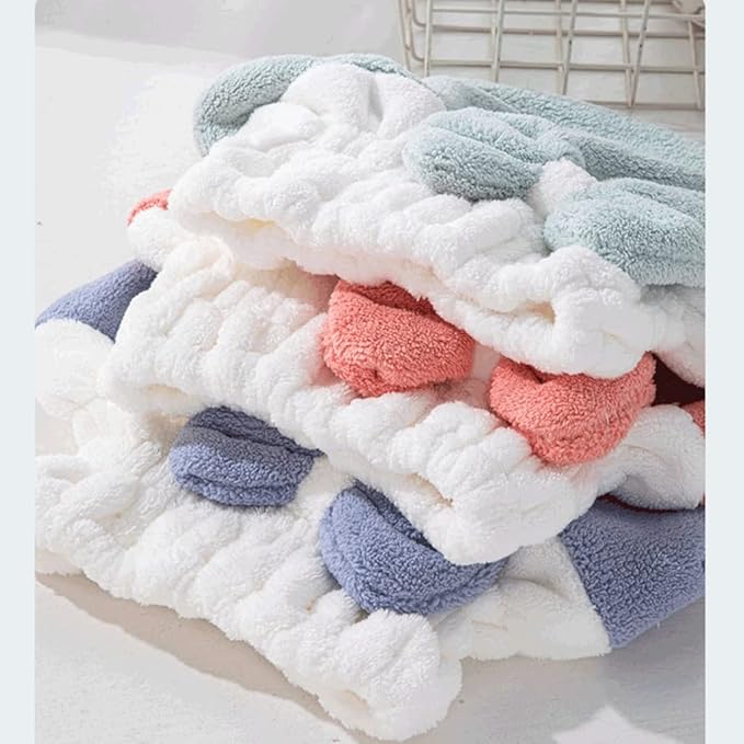 2 Pcs Microfibre Hair Towel, , Absorbent Rapid Drying Hair Wrap Towel with Button - OneBag