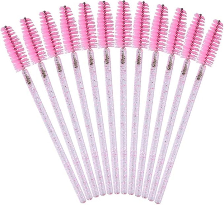 50 Pcs Eyelash Wands Disposable, Crystal Mascara Wands Pink and White - OneBag