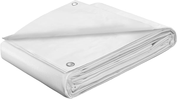 3m x 3m White Tarp Cover Waterproof,100g/m²Extra Heavy Duty Poly Tarps Cover Suitable for Reinforced Edges of roofs