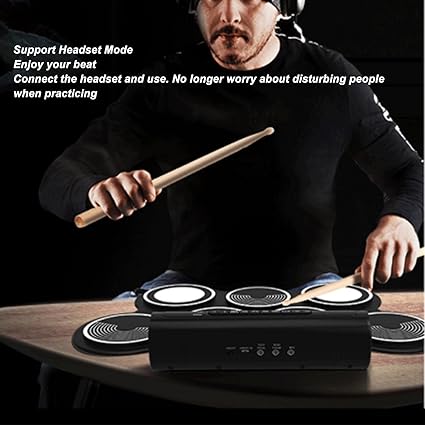 Electronic Drum Set, 7 Pads Electric Drum Pad Roll Up Quiet Drum Pad with Dual Speakers, 7 Pad Digital Drum Kit - OneBag