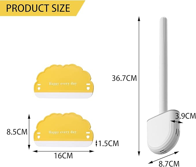 3 Pcs Blue No-Slip Long Plastic Handle Toilet Brush, Silicone Toilet Brushes and Holder Sets - OneBag