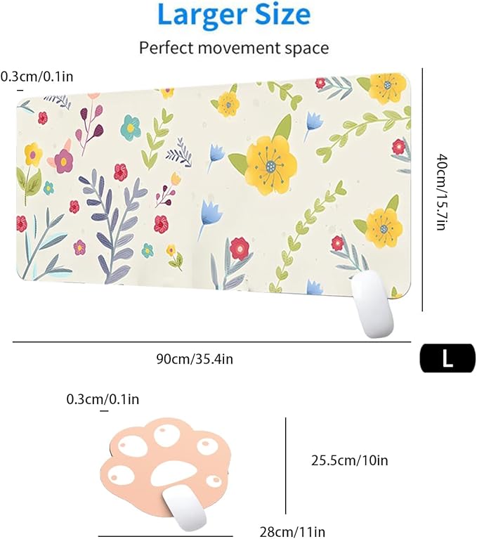 Desk Mat, Stitched Edge Waterproof Smooth Surface, Premium Mousepad with Non Slip Rubber Base - OneBag