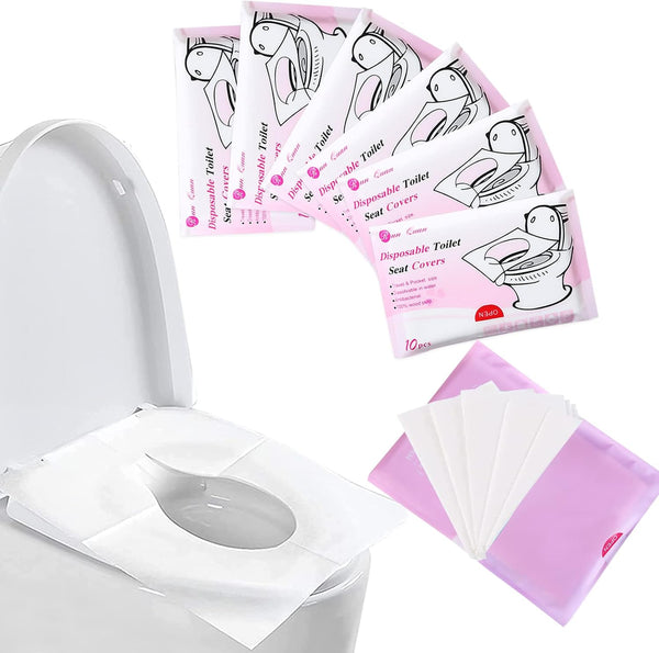 100 Pcs Disposable Toilet Seat Covers, Waterproof Disposable Toilet Protector, Paper Toilet Seat Covers for Travel, Hospital, Hotel