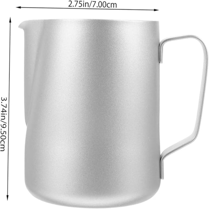 Silver Stainless Steel Latte Art Cup, Milk Frothing Jug with Measurement Mark - OneBag
