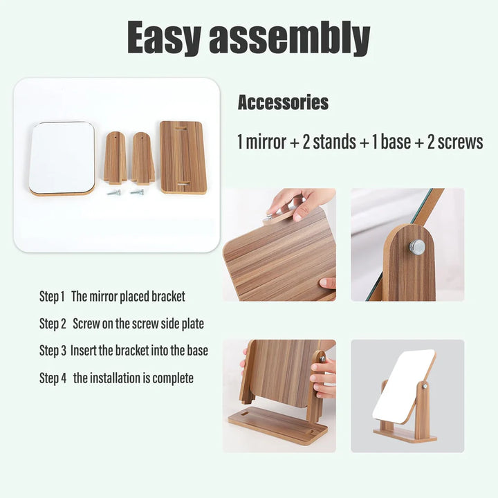 Makeup 360 Mirror LED Light Table, Bathroom, Desktop Vintage Mirror - OneBag