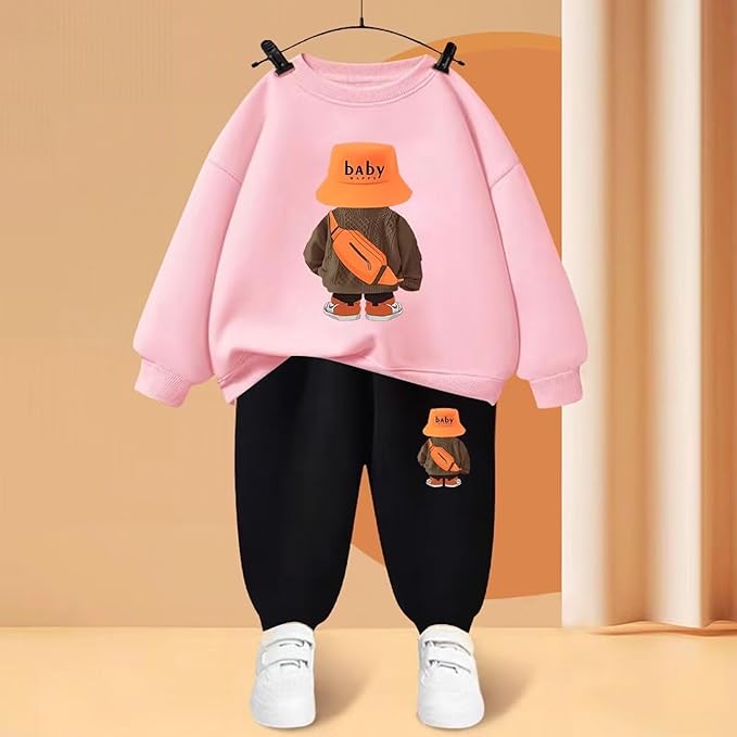 11-12 Years Pink Gavena Kids Tracksuit, Boys Girls Fleece Top and Joggers Set, Casual Outdoor Sportwear - OneBag