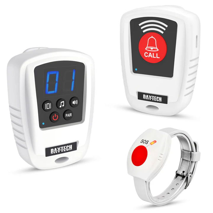 Wireless Caregiver Pager Alert System, Call Button, Watch, Receiver for Elderly, Buzzer Alarm - OneBag