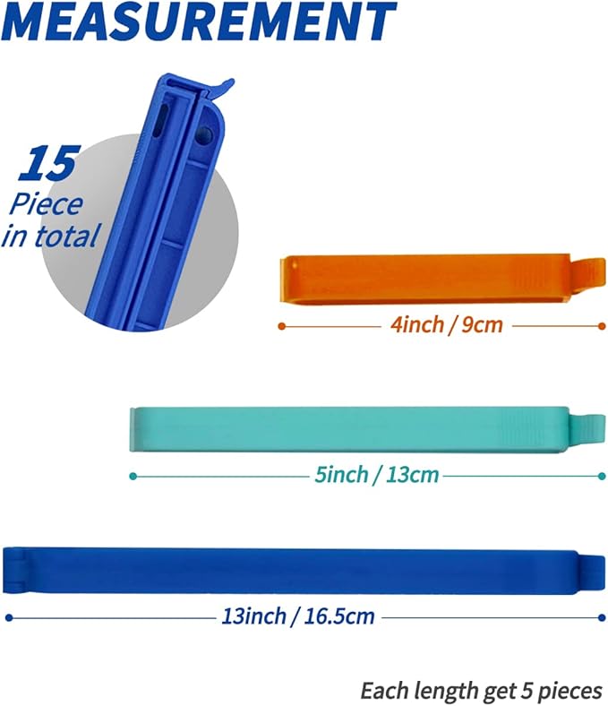 15 Pcs 3 Sizes Food Bags Clips, bag clips for food storage Clips for Home for Sealing Food Snacks Coffeeclips food use for Kitchen Office - OneBag